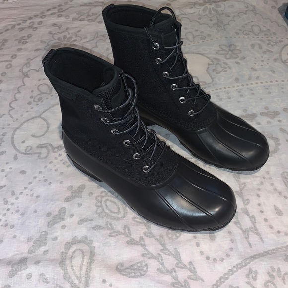 Sperry Saltwater Codura Black Duck Boots Waterproof Size 10 with Box - Picture 3 of 9